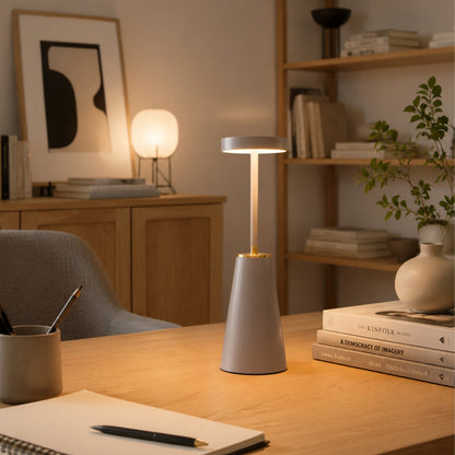 lampe de bureau sans fil grise cadre elegante 3 intensites