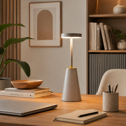 lampe de bureau sans fil grise elegante 3 intensites