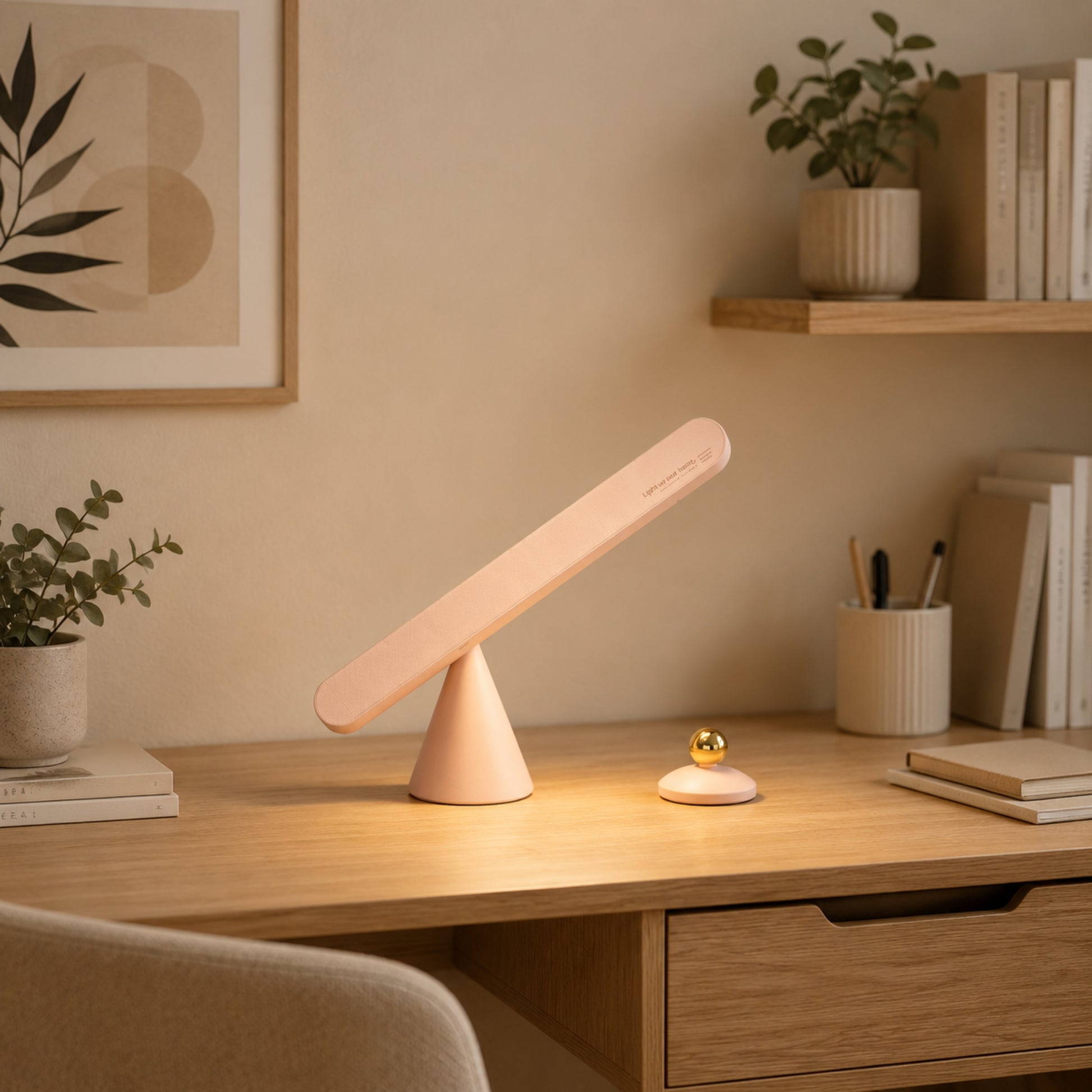lampe de bureau sans fil rose avec deux socles magnetique rechargeable