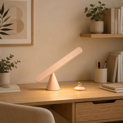 lampe de bureau sans fil rose avec deux socles magnetique rechargeable