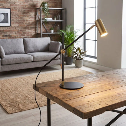 lampe de bureau sejour design scandinave noir et dore