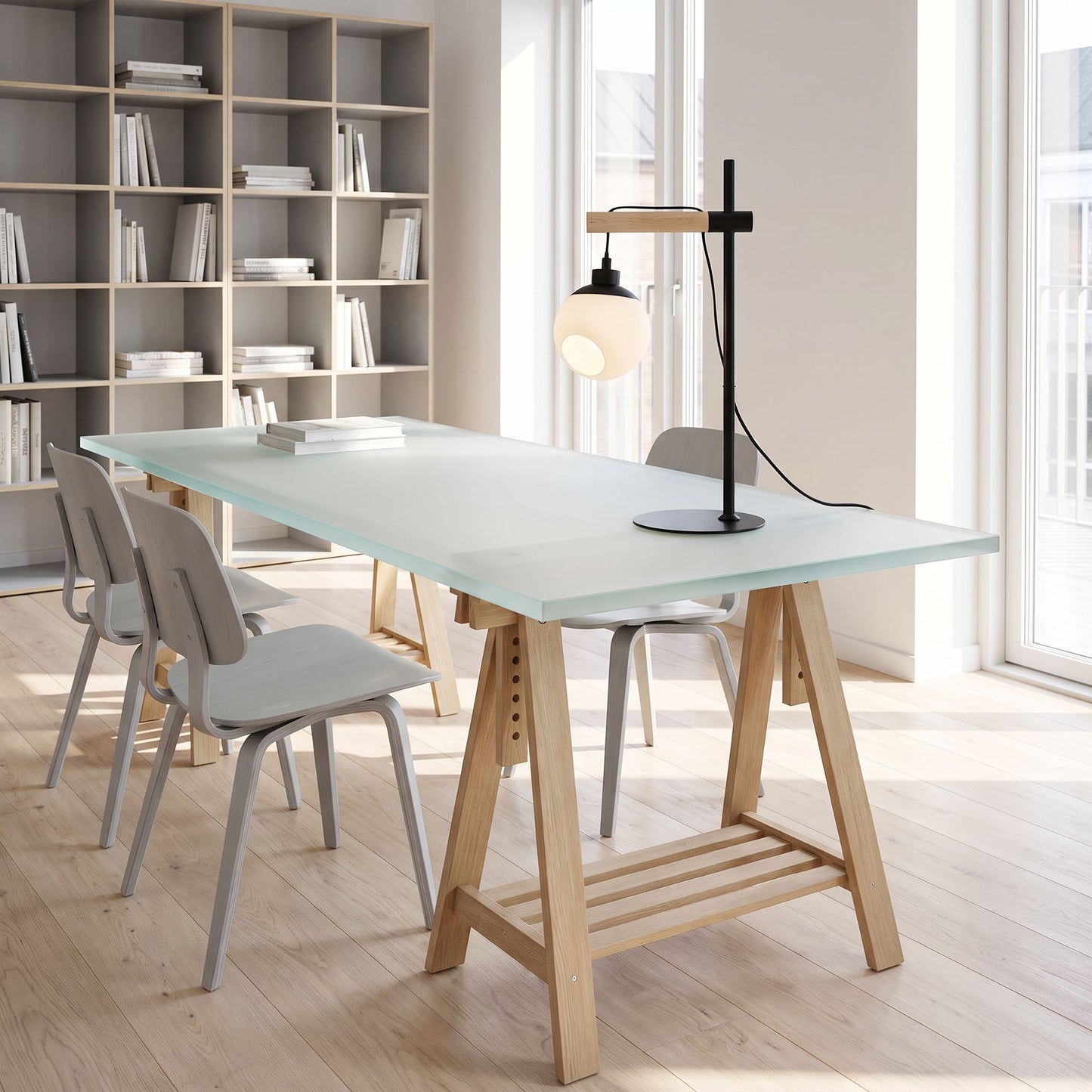 lampe de bureau sur table design scandinave