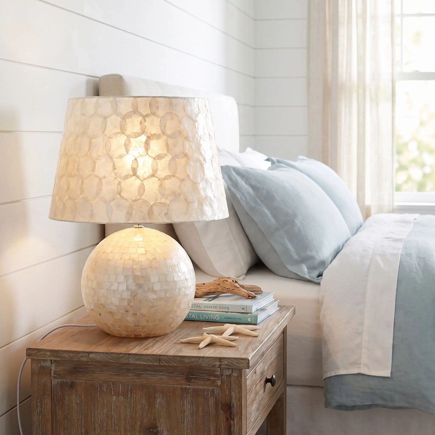 lampe de chevet chambre coquilles de perles naturelle