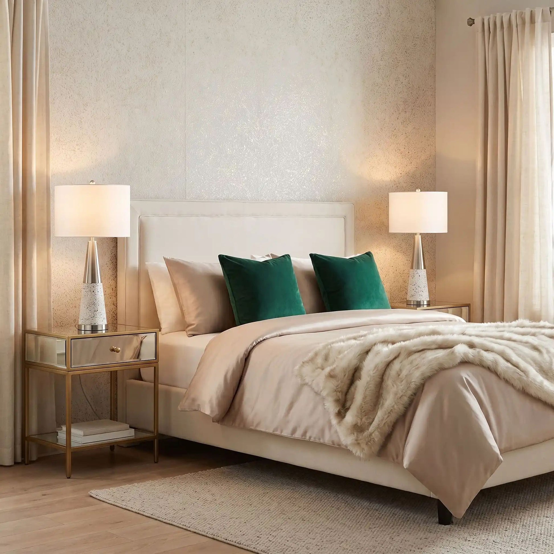 lampe de chevet chambre duo de lampe modele fer blanc terrazzo doree