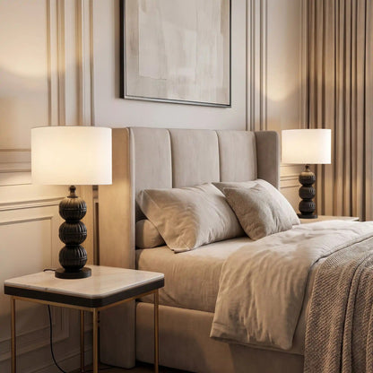 lampe de chevet chambre duo de lampe orbes noir mat