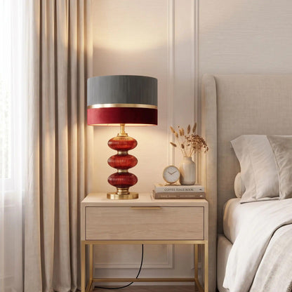 lampe de chevet chambre verre souffle rouge vin