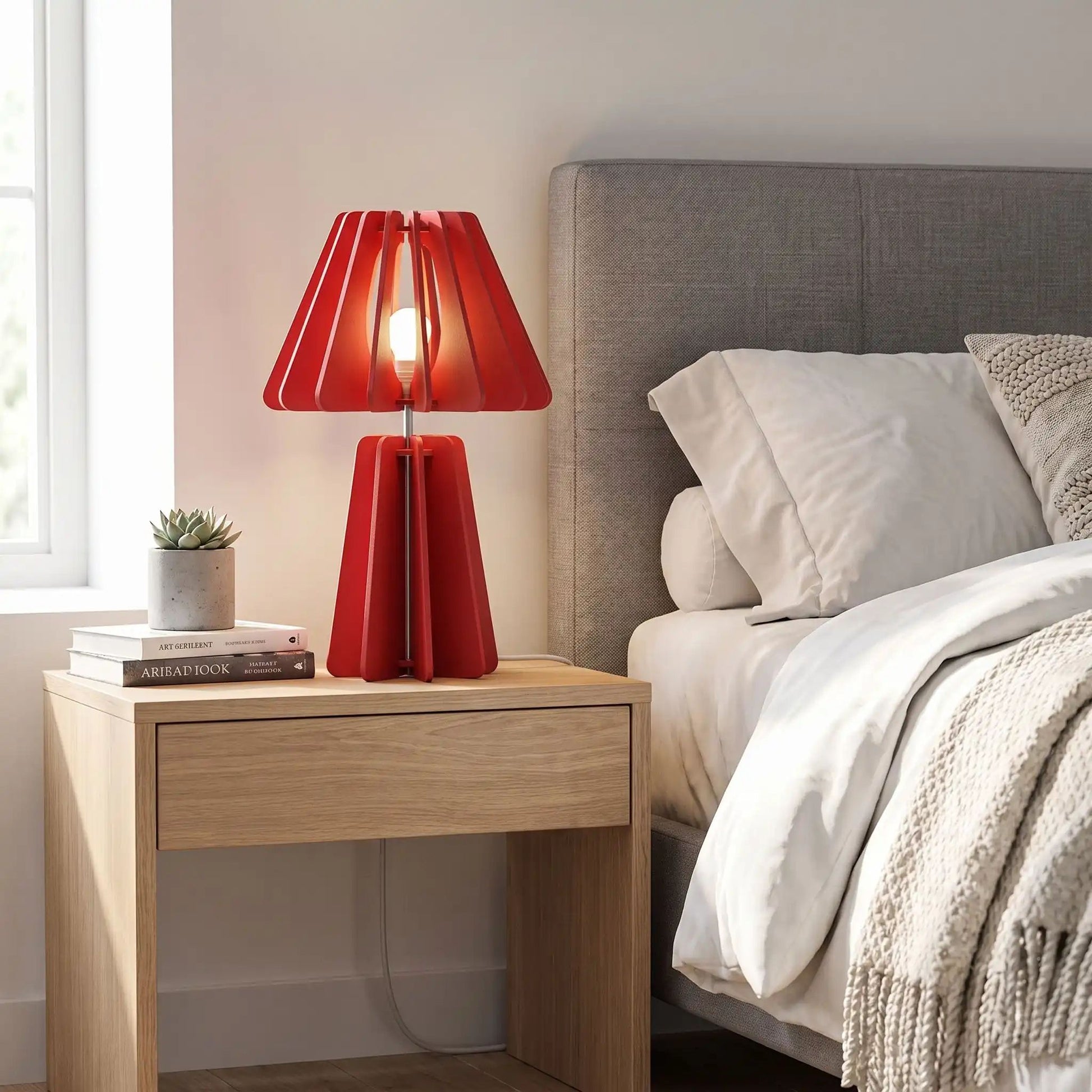 lampe de chevet design fuchsia chambre ecoresponsable pet recycle