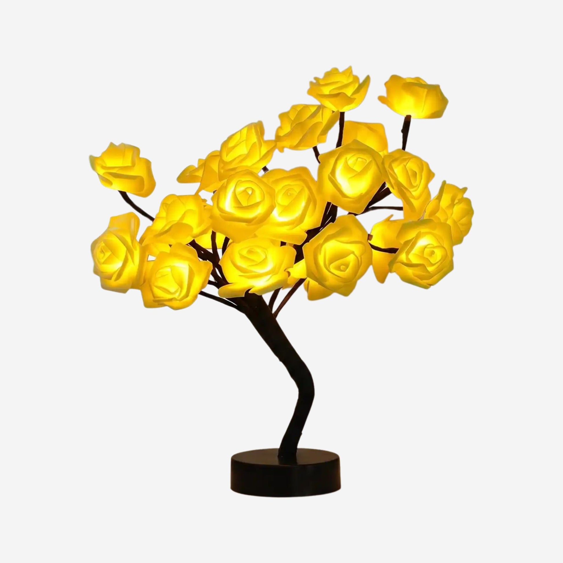 lampe de chevet design variante produit rosier a fleurs jaunes lumineuse