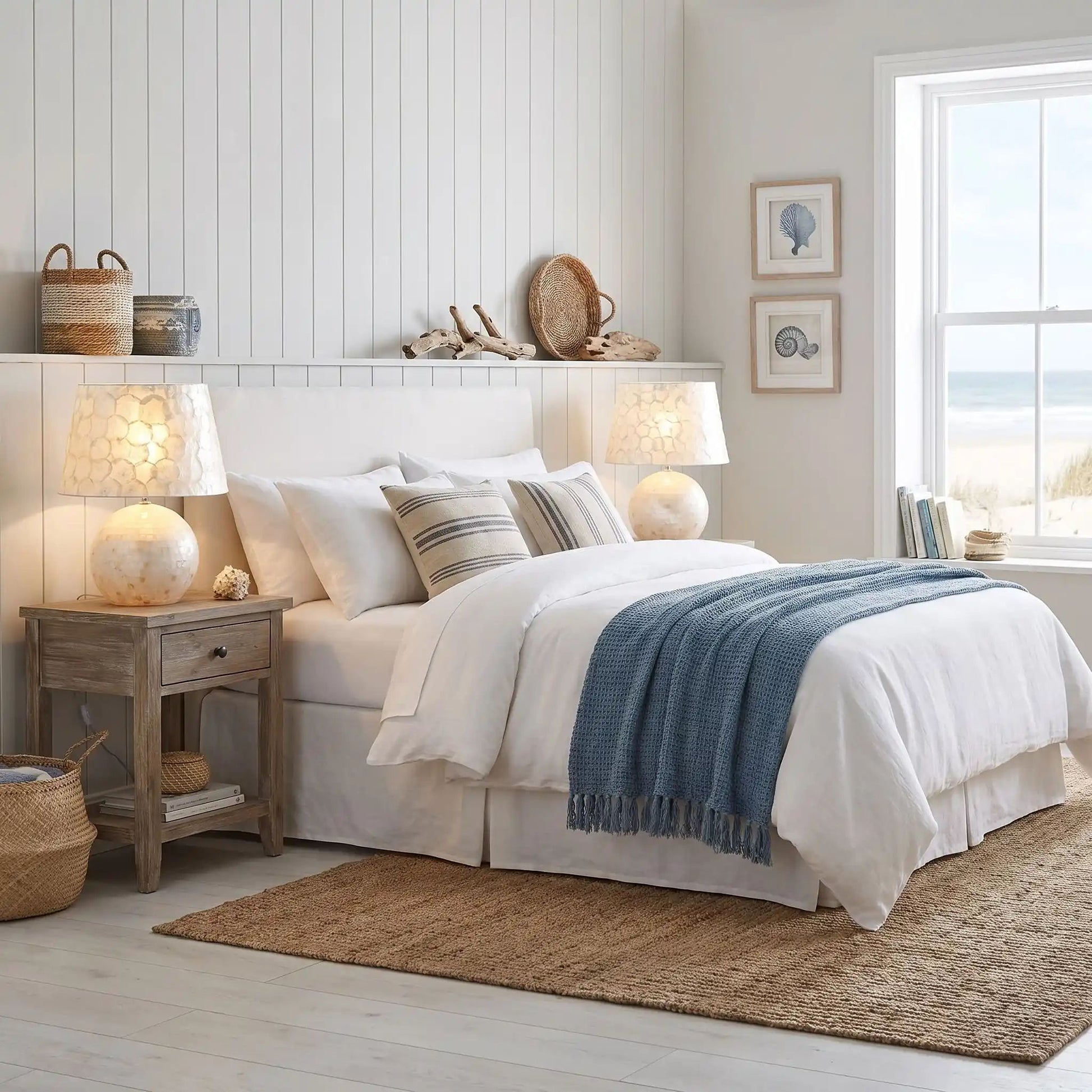 lampe de chevet duo de lampe chambre coquilles de perles naturelle