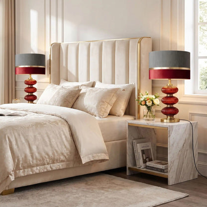 lampe de chevet duo de lampe verre souffle rouge vin