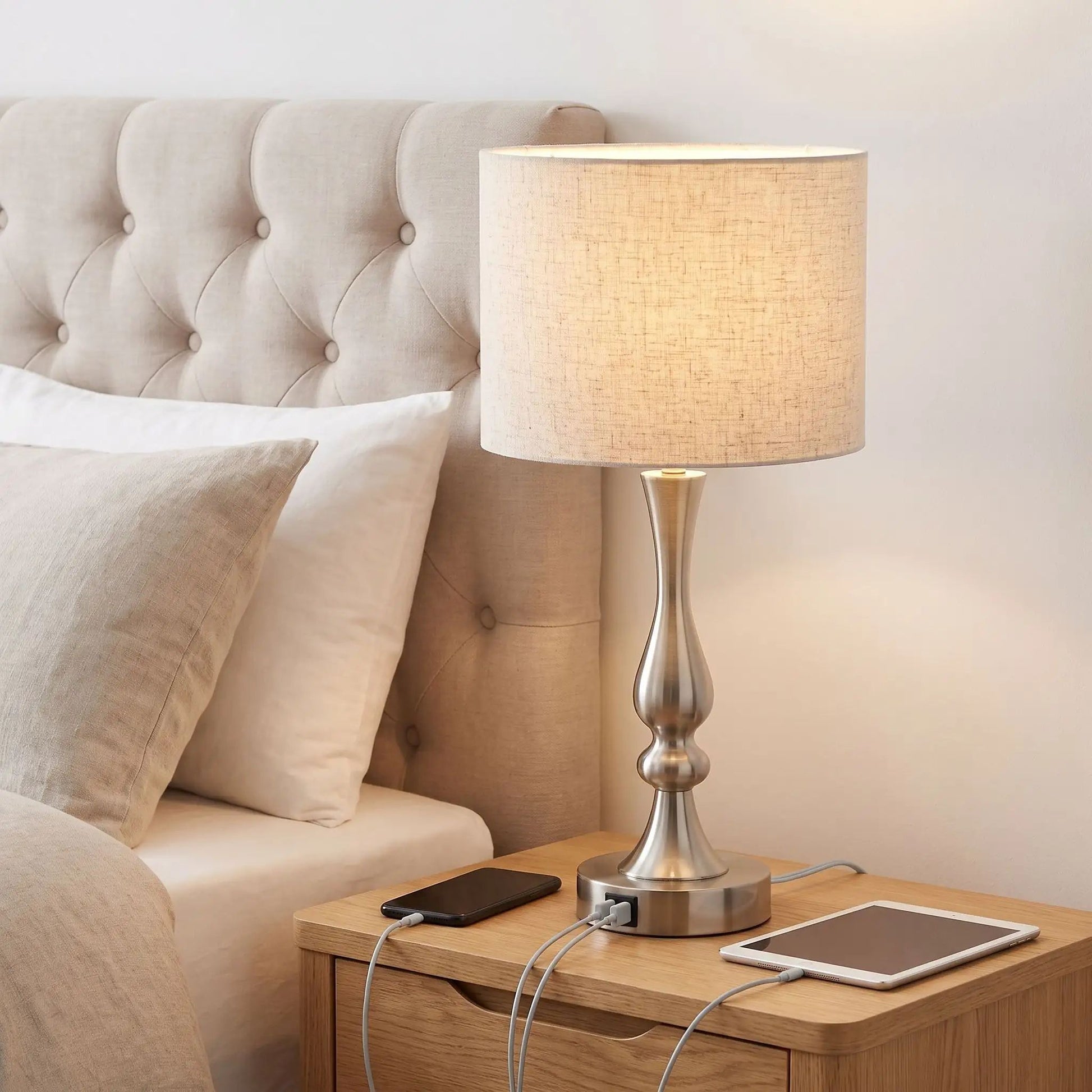 lampe de chevet tactile 3 intensites ports usb pratiques