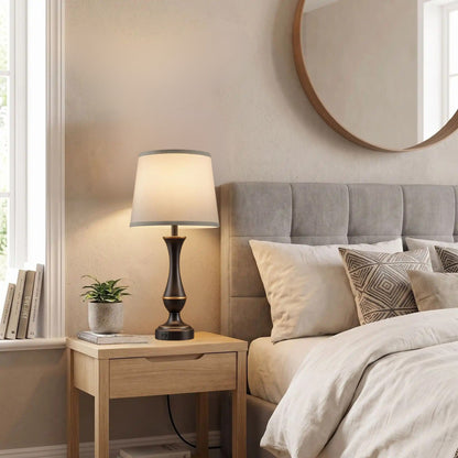 lampe de chevet tactile avec plante noire elegante ports usb