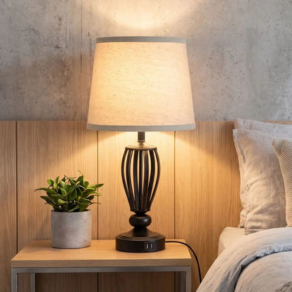 lampe de chevet tactile avec plante vu rapproche vintage industriel 3 intensites