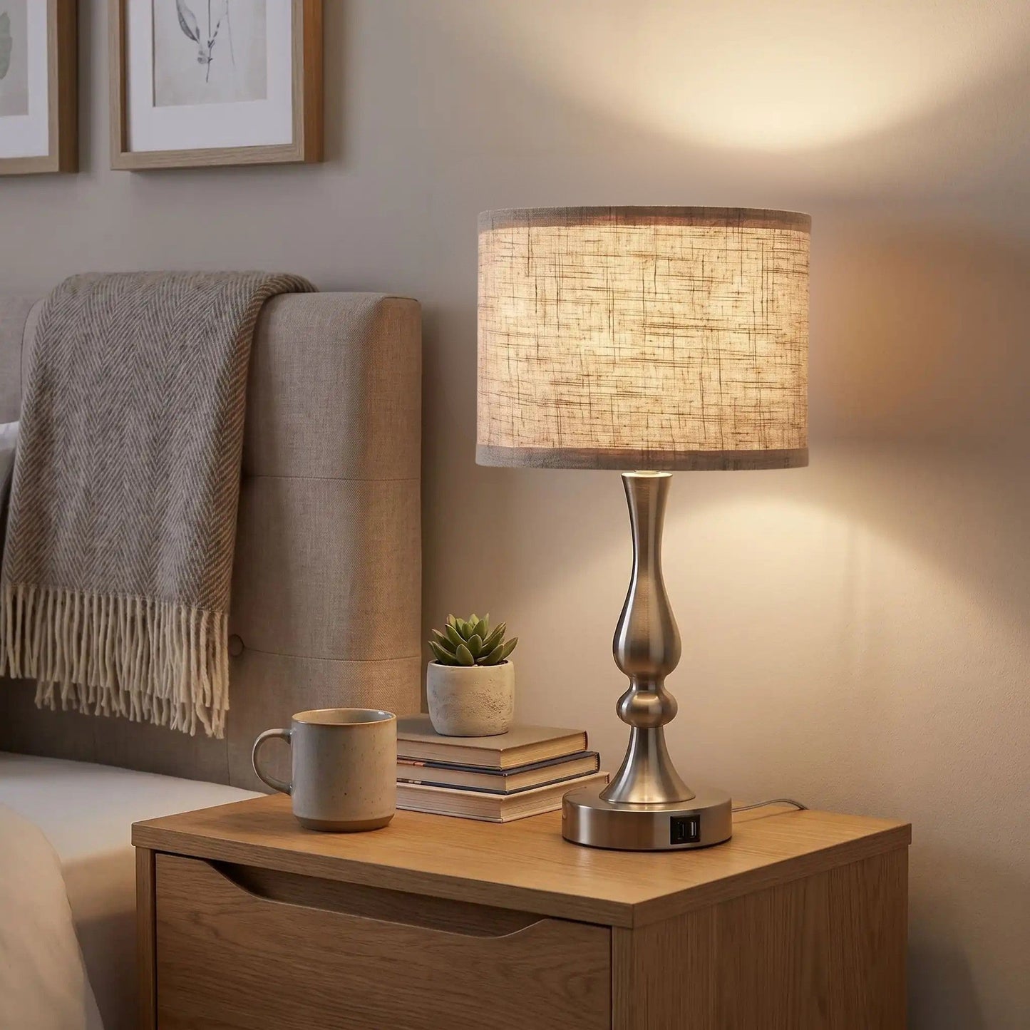 lampe de chevet tactile chambre 3 intensites ports usb pratiques
