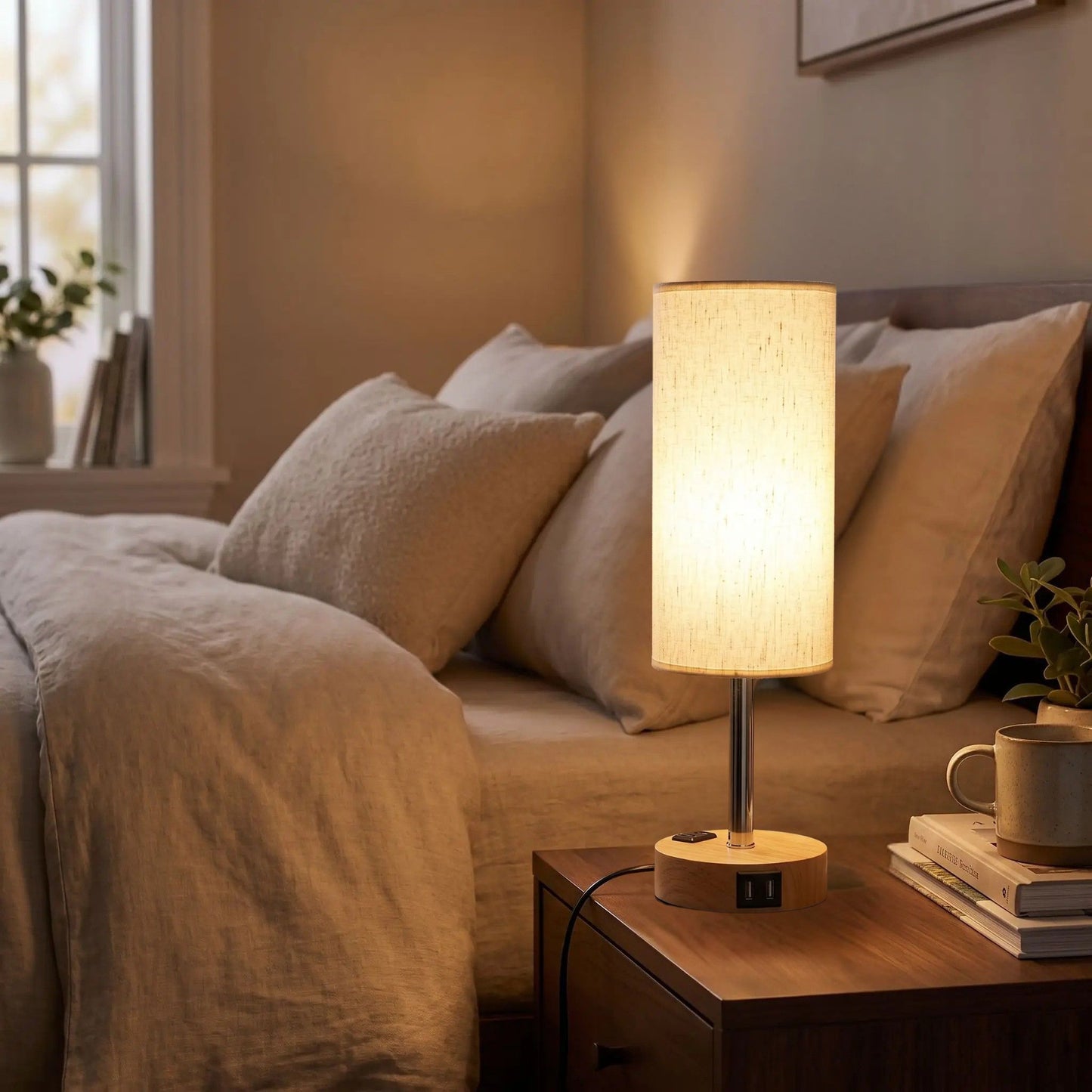 lampe de chevet tactile chambre avec fenetre station usb minimaliste