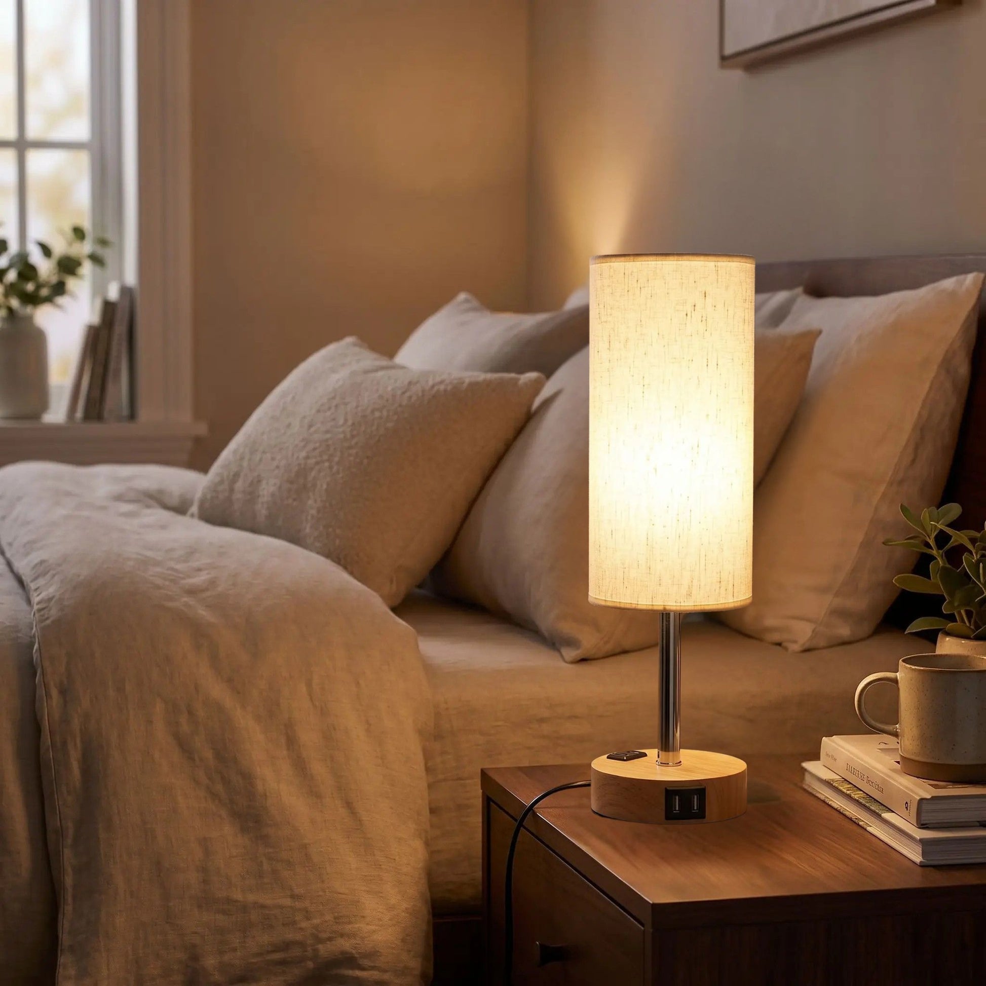 lampe de chevet tactile chambre avec fenetre station usb minimaliste