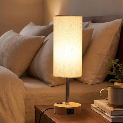 lampe de chevet tactile chambre avec fenetre vu rapproche station usb minimaliste