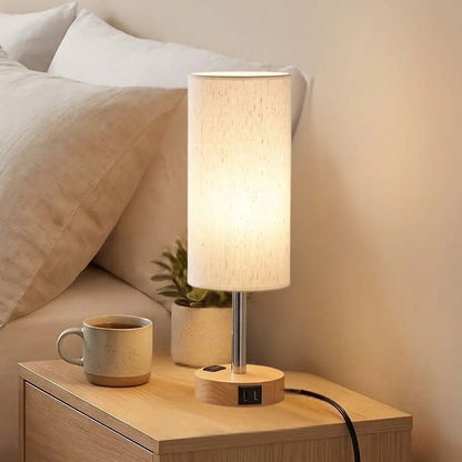 lampe de chevet tactile chambre avec plante vu rapproche station usb minimaliste