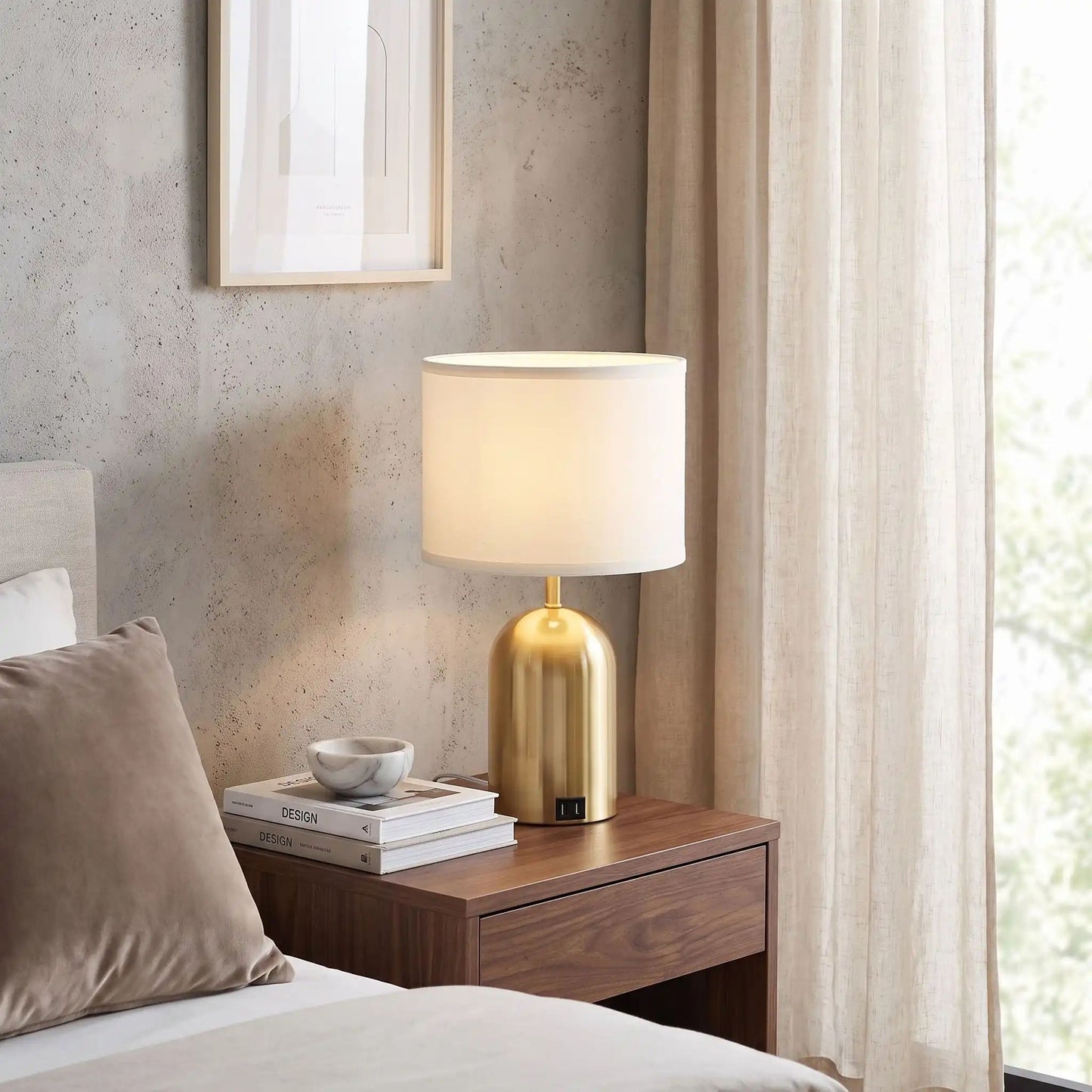 lampe de chevet tactile chambre doree 3 intensites et ports usb