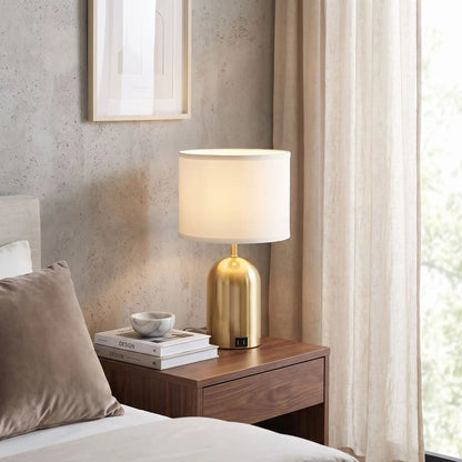 lampe de chevet tactile chambre doree 3 intensites et ports usb
