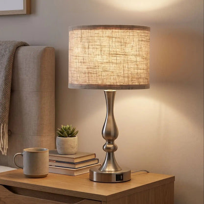 lampe de chevet tactile chambre vu rapproche 3 intensites ports usb pratiques