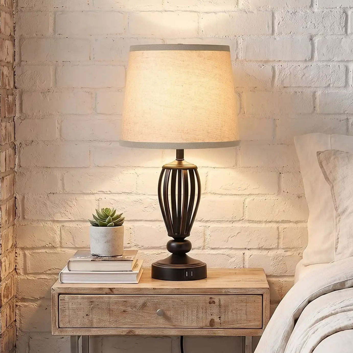 lampe de chevet tactile chambre vu rapproche vintage industriel 3 intensites