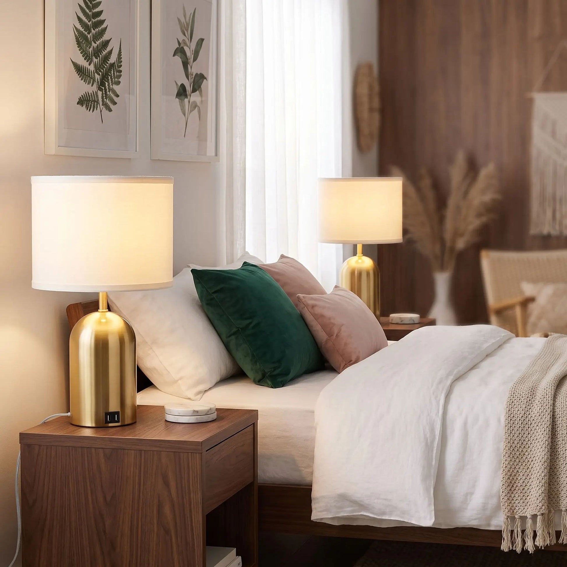 lampe de chevet tactile duo de lampe doree 3 intensites et ports usb