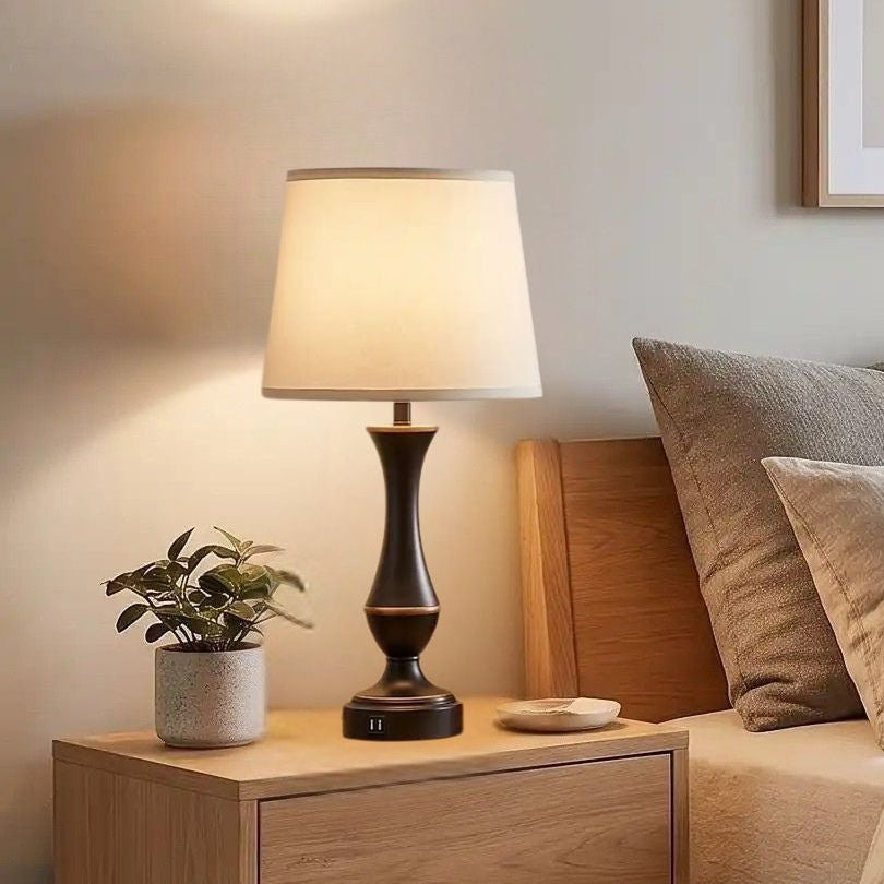 lampe de chevet tactile duo de lampe vu rapproche noire elegante ports usb