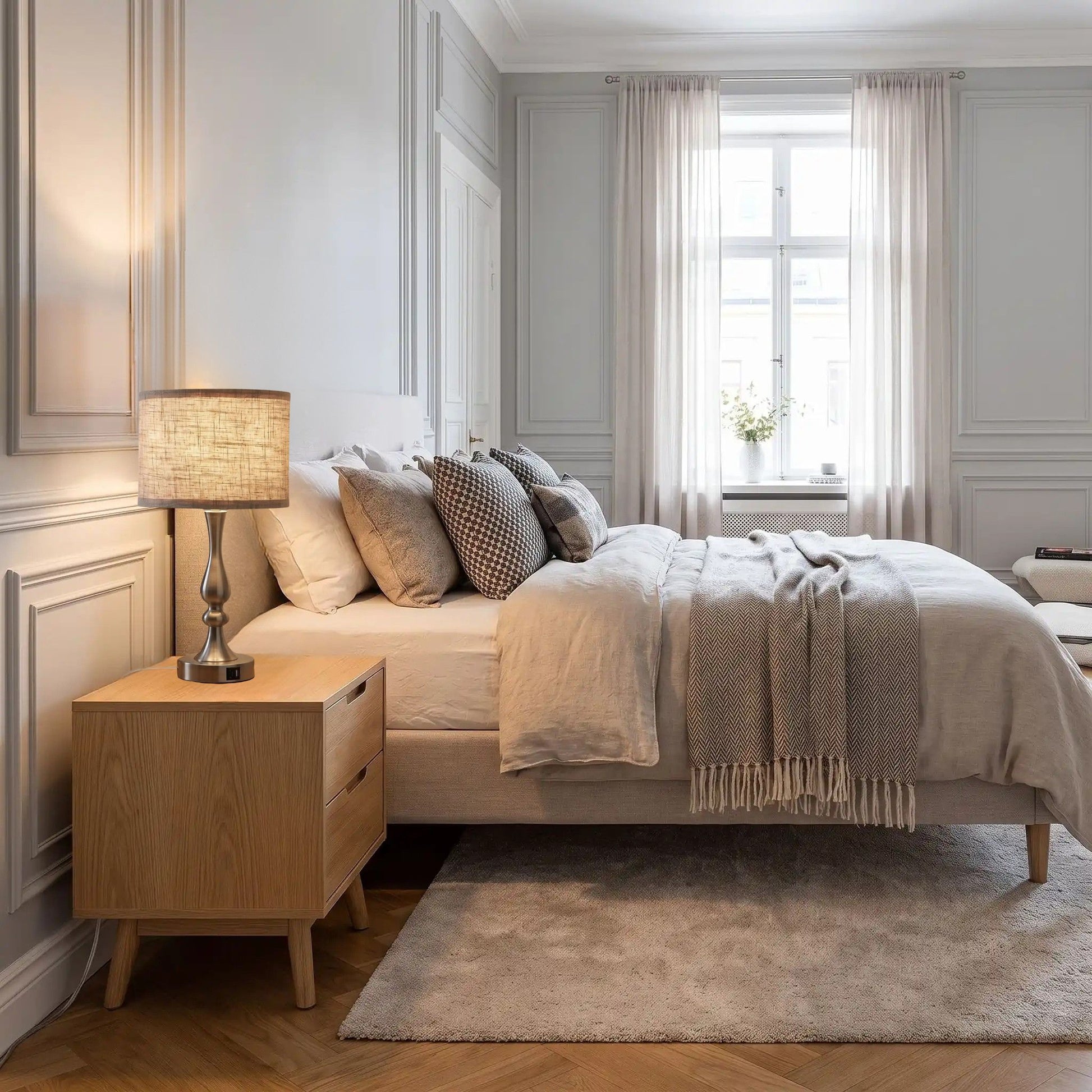 lampe de chevet tactile grande chambre 3 intensites ports usb pratiques
