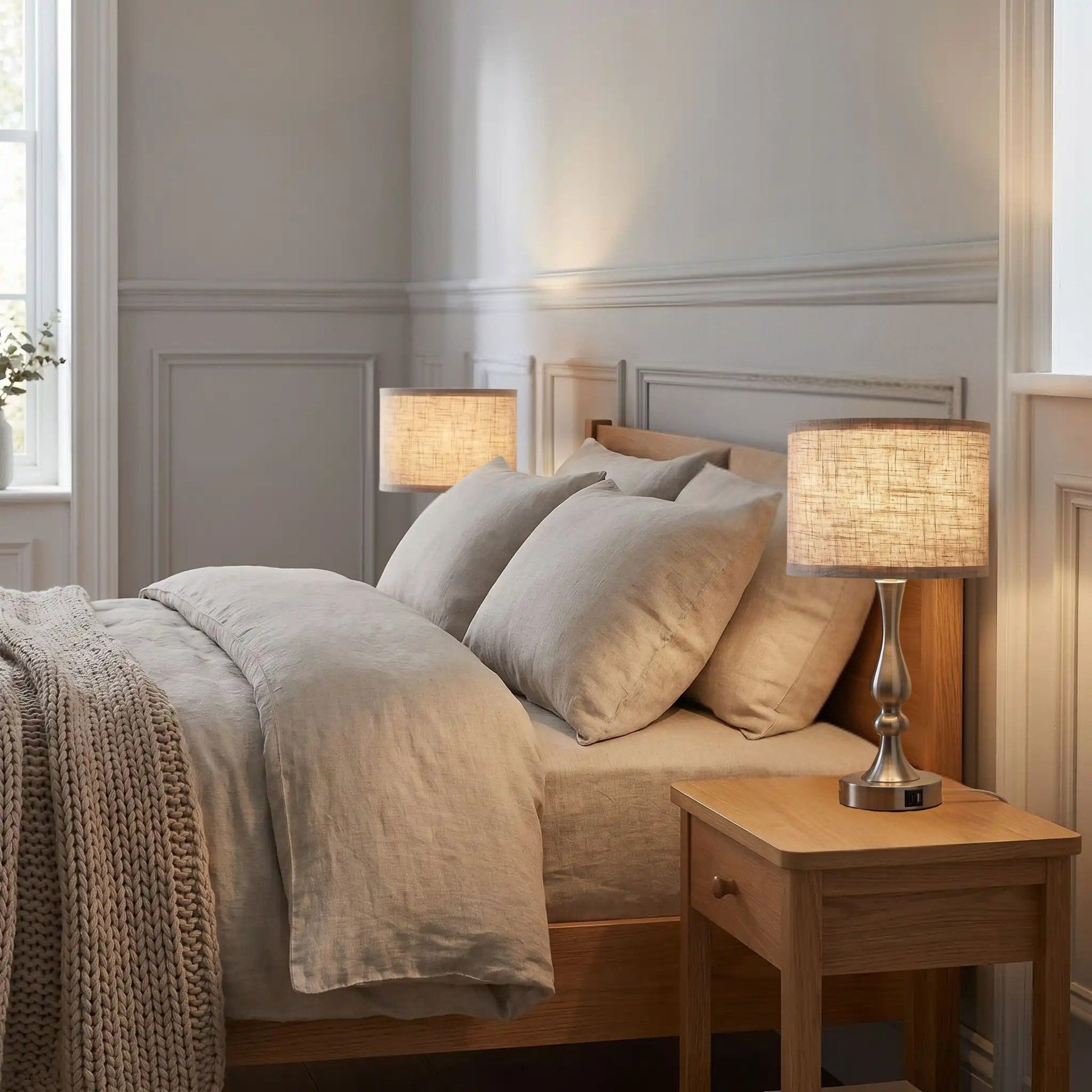 lampe de chevet tactile sur table chevet 3 intensites ports usb pratiques