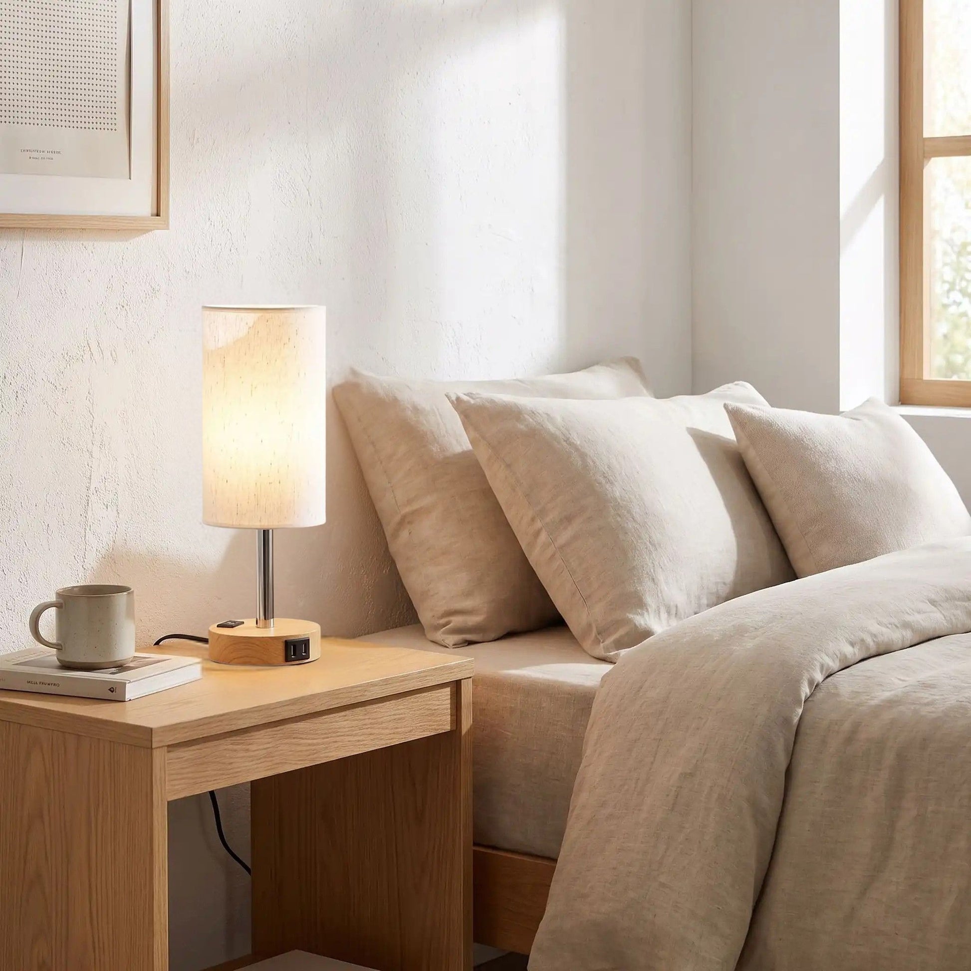 lampe de chevet tactile sur table chevet station usb minimaliste