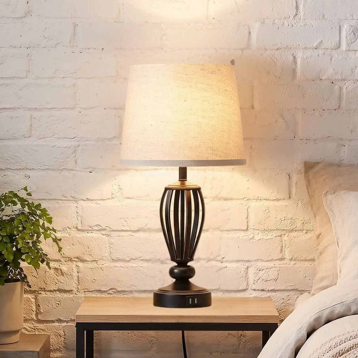 lampe de chevet tactile vu rapproche vintage industriel 3 intensites
