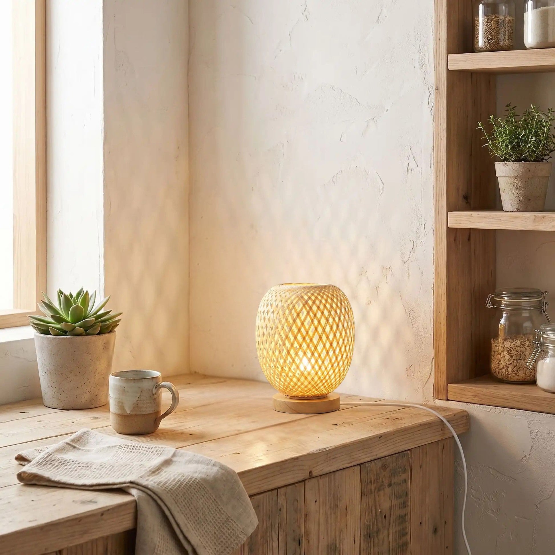 lampe de table bambou comptoir bambou rotin artisanal