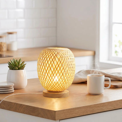 lampe de table bambou comptoir cuisine bambou rotin artisanal
