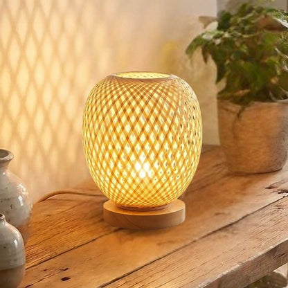 lampe de table bambou console entree vue rapproche bambou rotin artisanal