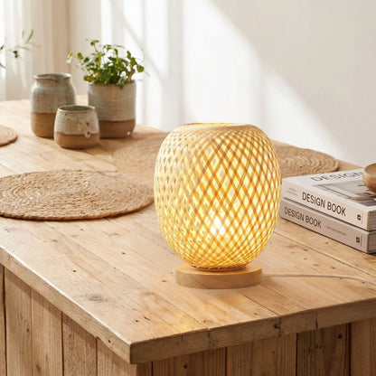 lampe de table bambou table sejour bambou rotin artisanal