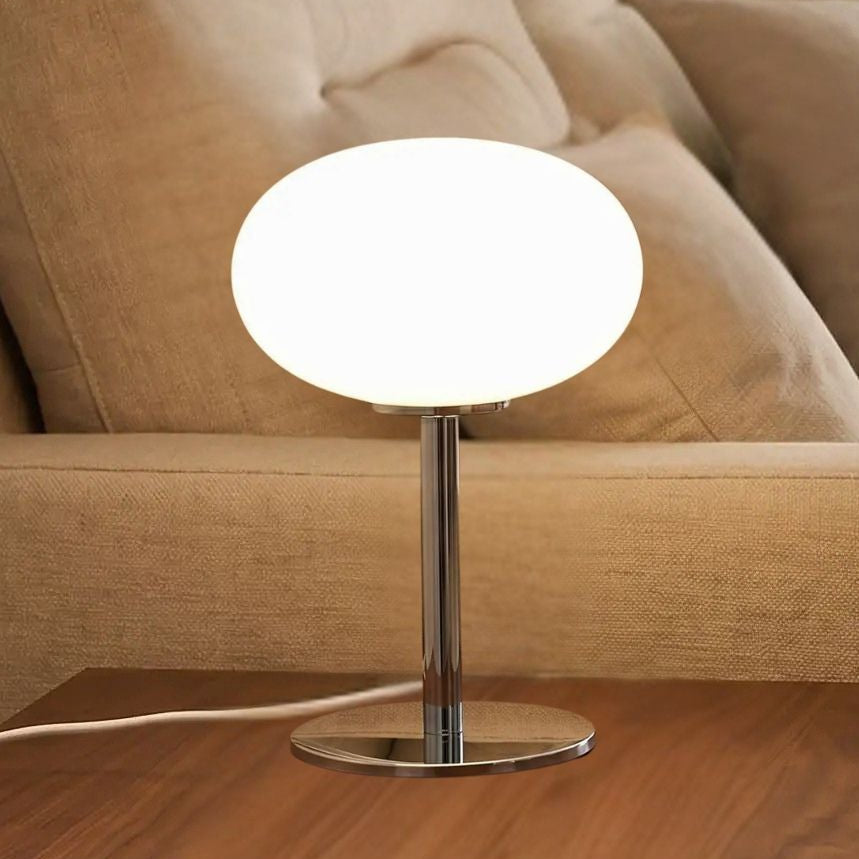 lampe de table blanc sejour vue rapproche style bauhaus