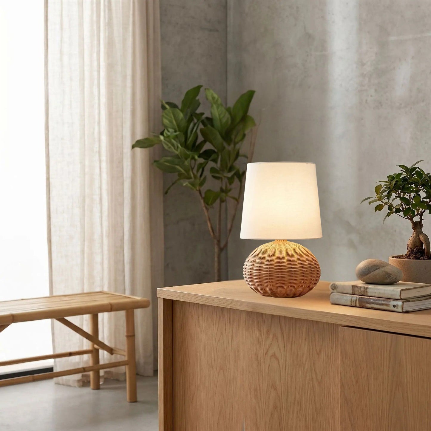 lampe de table console sejour zen rotin