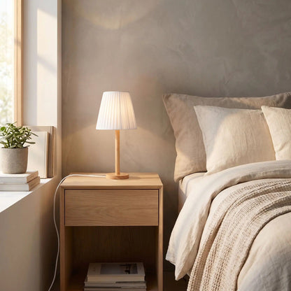 lampe de table en bois chevet naturel organique