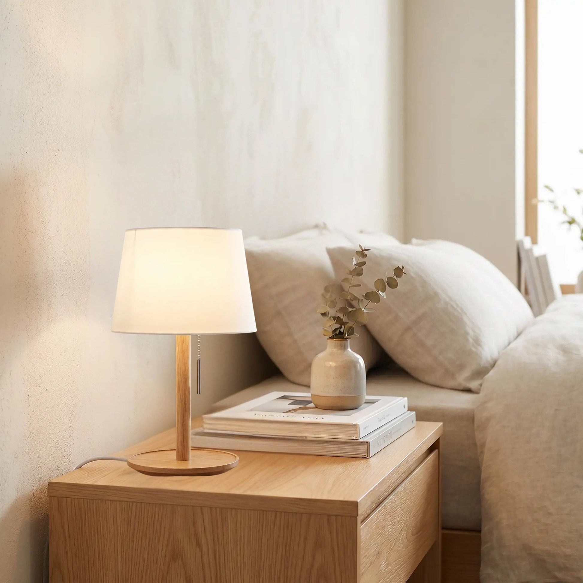 lampe de table en bois chevet pull switch nordique