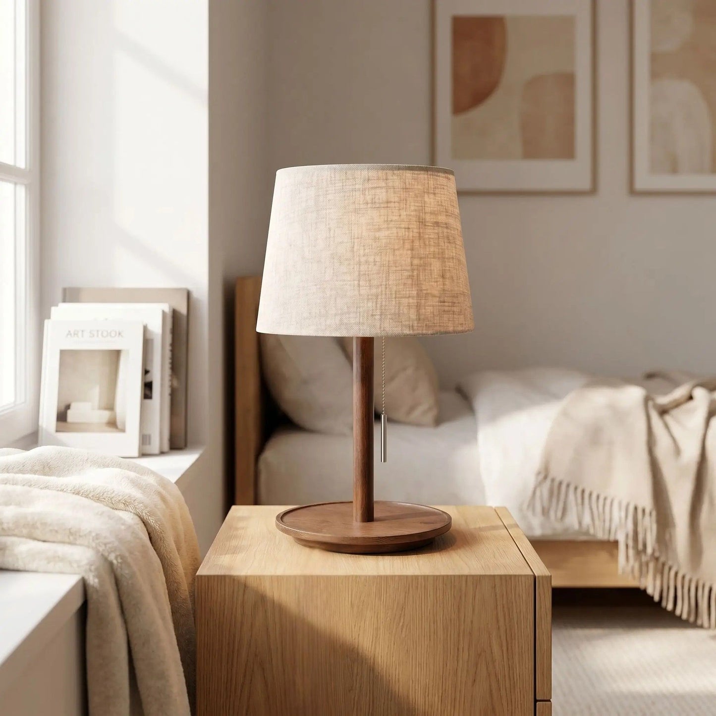 lampe de table en bois chevet pull switch scandinave