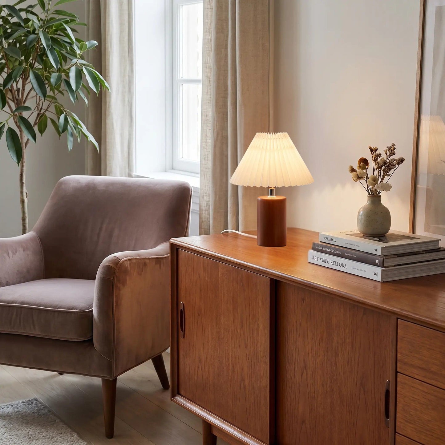 lampe de table en bois console sejour vintage led