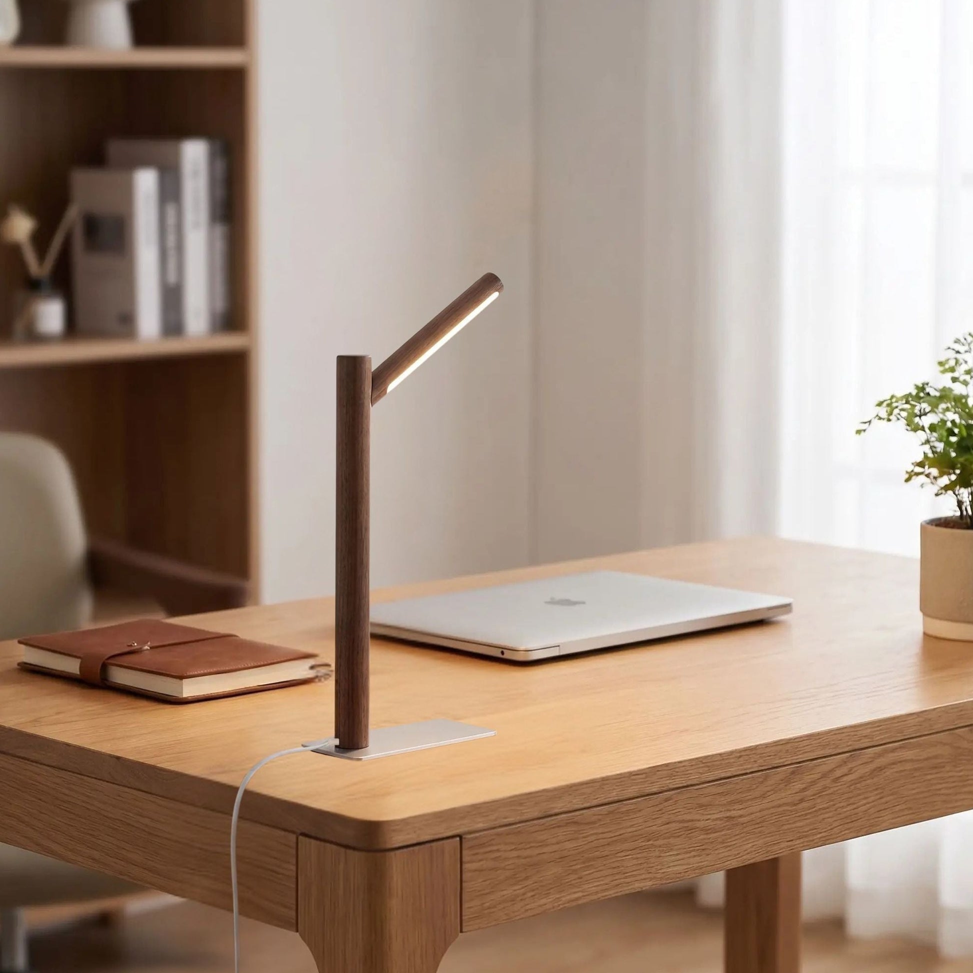 lampe de table en bois noyer bureau orientable 360
