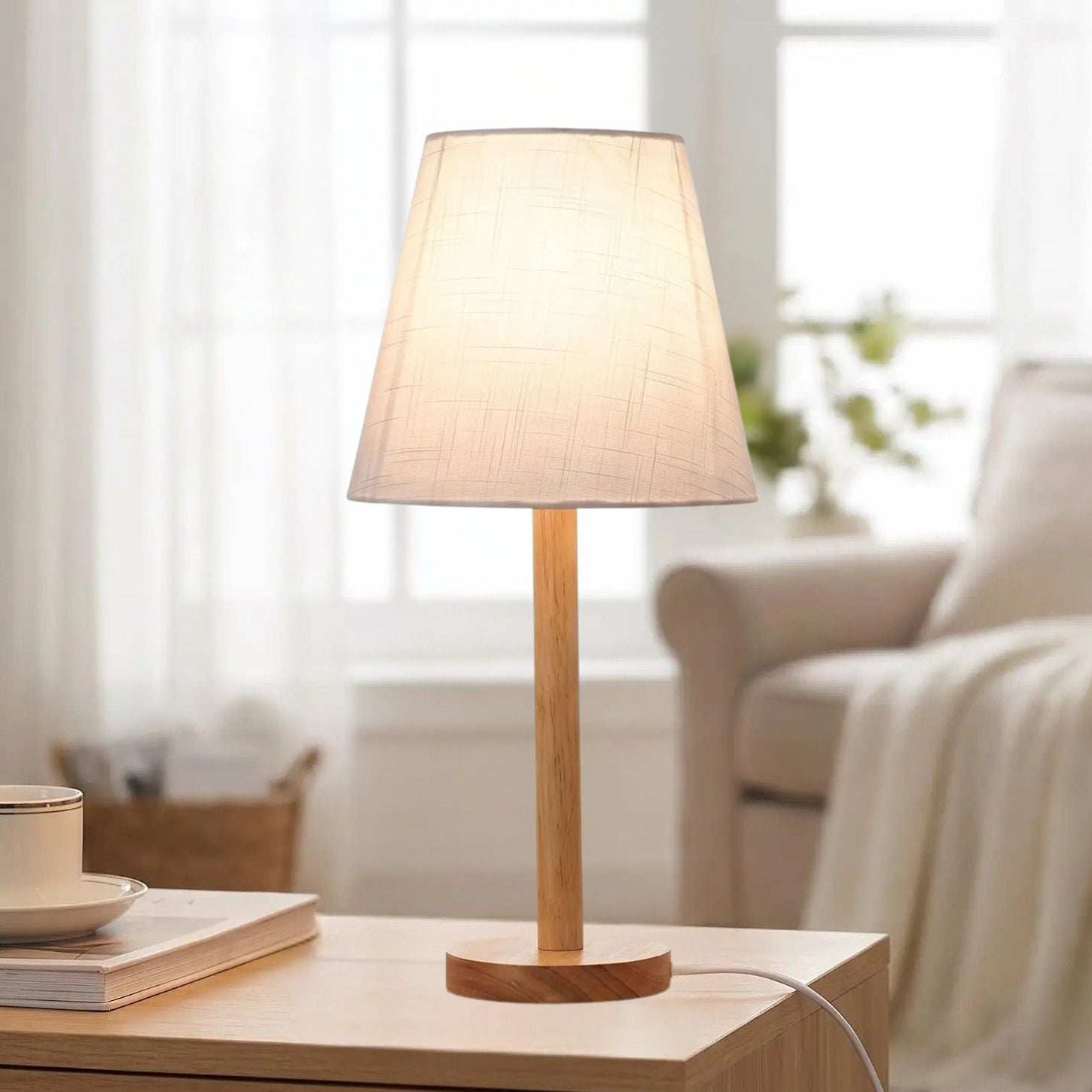 lampe de table en bois salle contemporain vue rapproche elegance naturelle