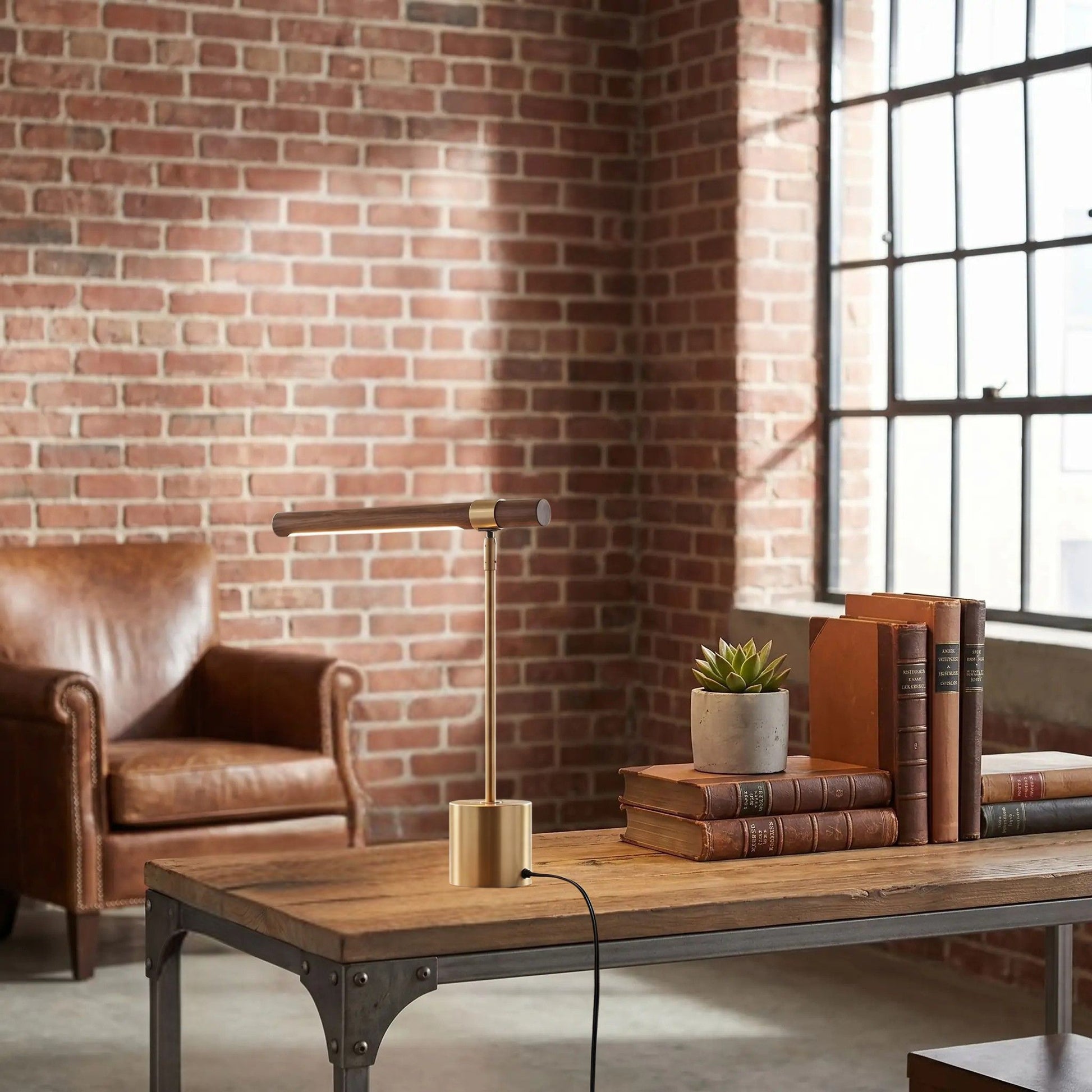 lampe de table en bois sejour avec fauteuil bois design led