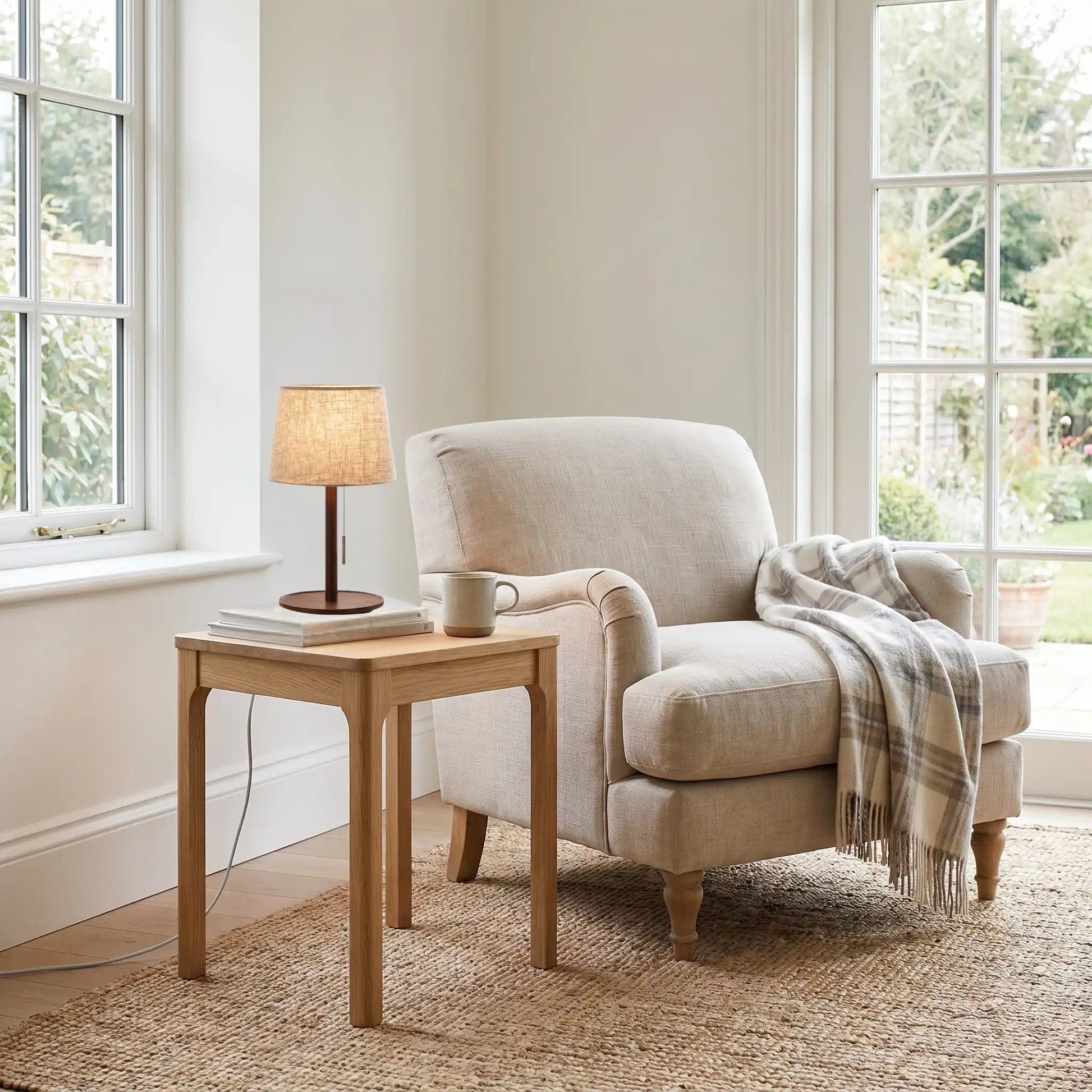 lampe de table en bois sejour fenetre pull switch scandinave