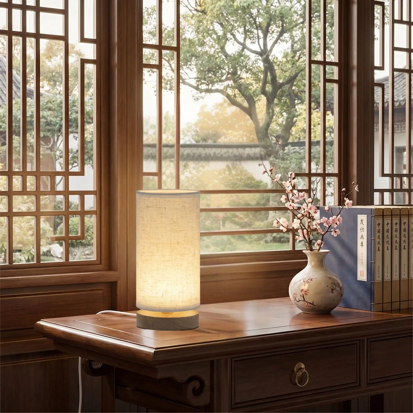 lampe de table en bois sejour style chinois rustique
