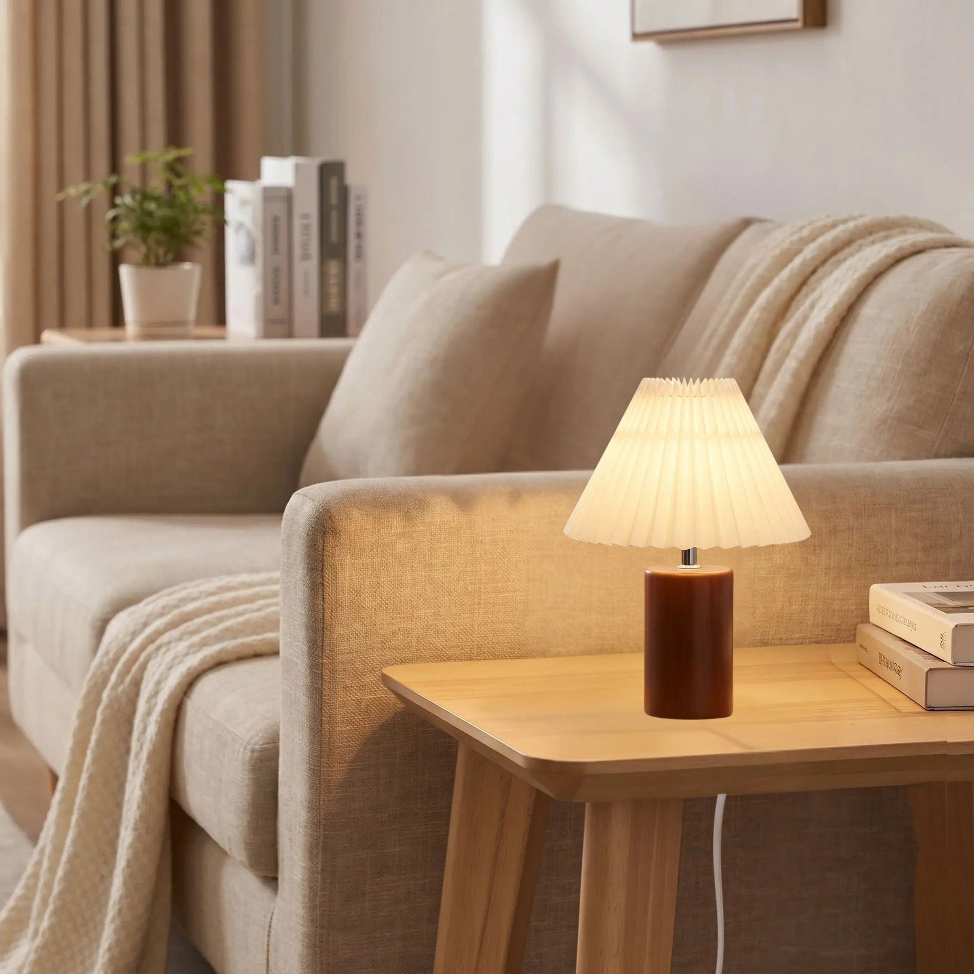 lampe de table en bois sejour vintage led