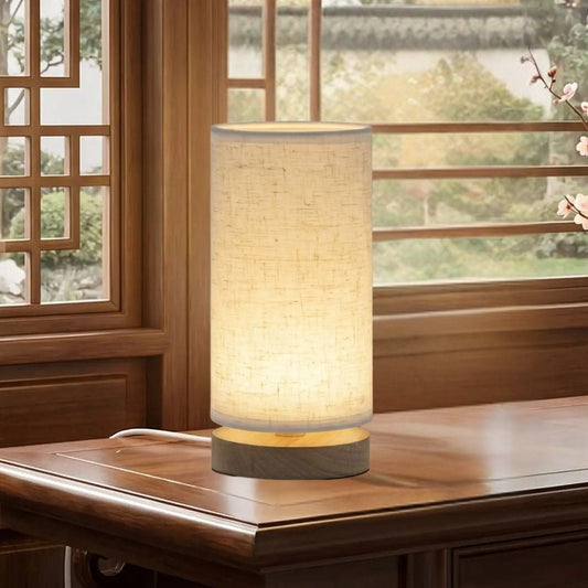 lampe de table en bois sejour vue rapproche style chinois rustique