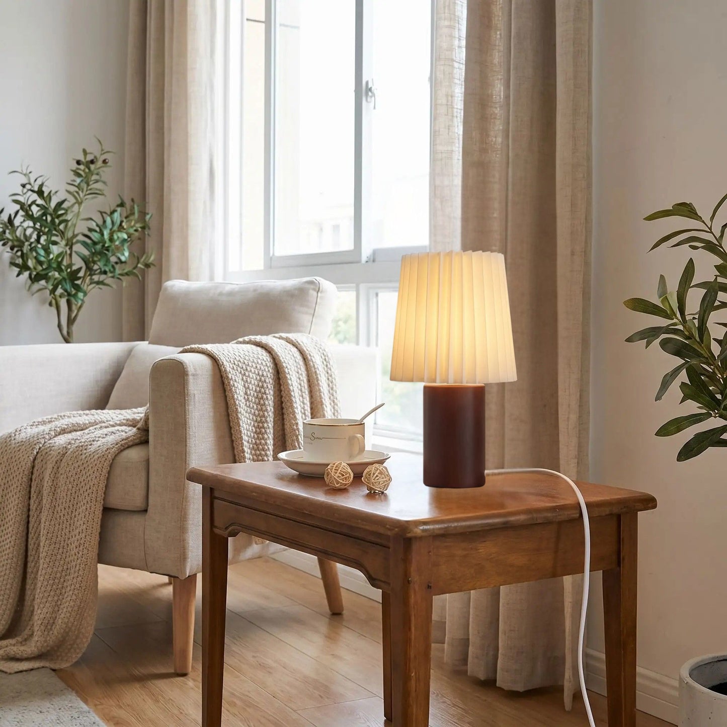 lampe de table en bois table sejour naturelle vintage